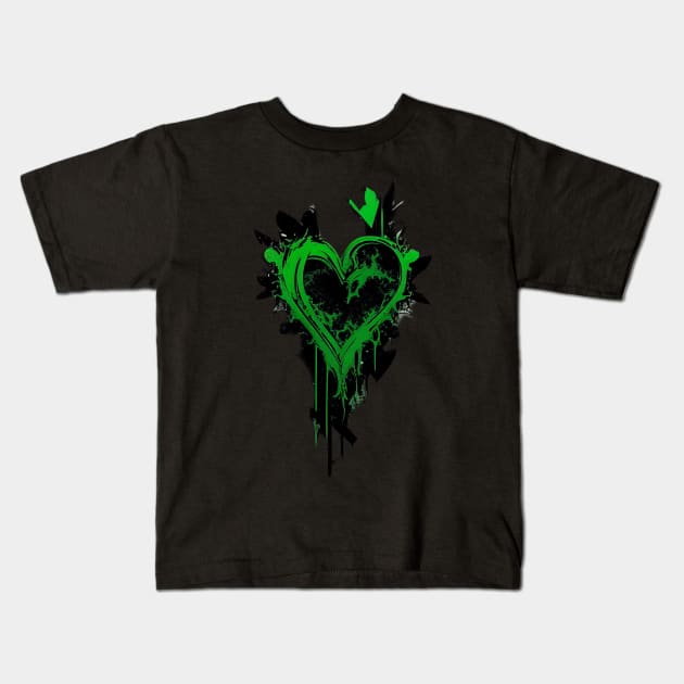 Wear Your Heart on Your Sleeve: Abstract Organic Graffiti Design on Sustainable Fashion Piece Kids T-Shirt by Greenbubble